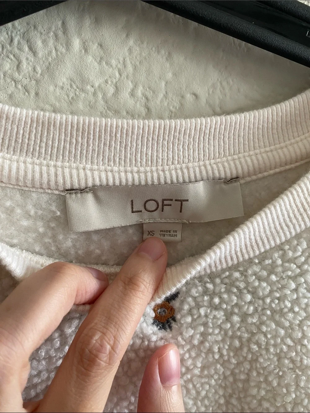 Women’s LOFT Cream Pullover with Tiny Floral Embroidery